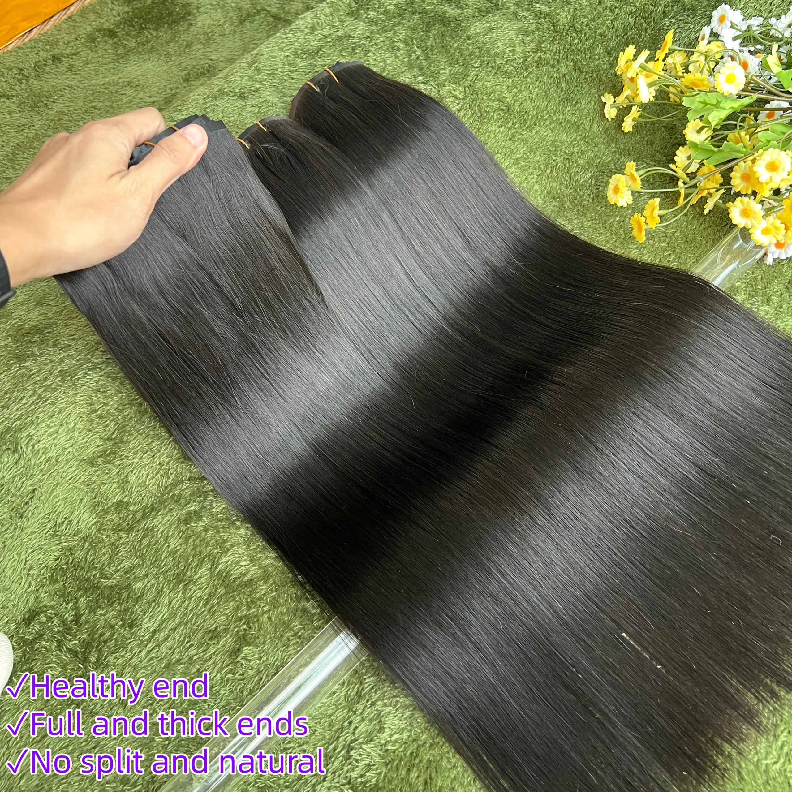 18A Raw Unprocessed 120g Human Hair Extensions Long PU Weft Invisible Straight Hair 7Pcs/Set Seamless Clips in #1B Natural Colo - Image 4